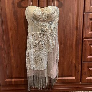 Elegant Silver Embellished Dress